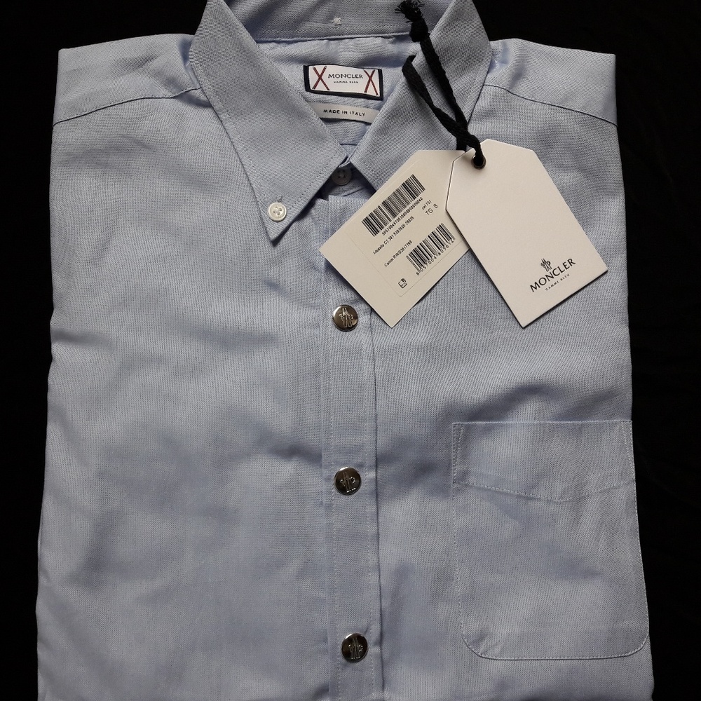 MONCLER GREY MEN CASUAL BUTTON DOWN SHIRT